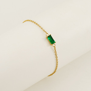 Zogxin Jewelry <b>Set</b> Gold Plated Stainless Steel Green Zircon Necklace <b>Bracelet</b> Ring Geometric Design Gift For Women - Product Image 3