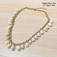 Verano Bohemia playa Shell perla Conch 18K oro Acero inoxidable impermeable collar mujeres enlace océano collar