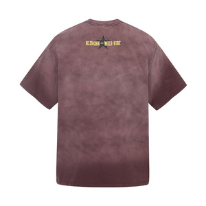 Camiseta de hombre de algodón 100% de 250-300g, cuello redondo, manga corta, estilo vintage, con estampado degradado tie-dye, corte holgado, de marca, a la moda. - Product Image 4