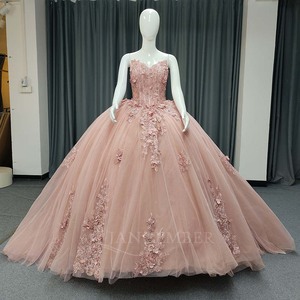 ANY184 Beautiful Strapless Pink Quinceanera <b>Sweet</b> 16 Girls Dress With <b>Flower</b> - Product Image 1