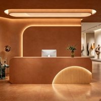 CR144 - Bande lumineuse LED incurvée élégante et durable en bois naturel de qualité supérieure pour bureau, hall d'accueil, salon de beauté