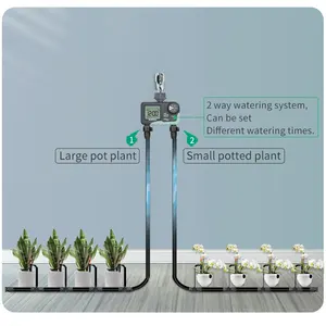 新しいデザイン屋外ヤード電子自動2ゾーン出口灌漑ガーデン水タイマー散水システムコントローラー