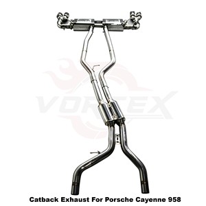 Conjunto de silenciador de acero inoxidable con ajuste acústico Vortex y válvula de vacío para Porsche Cayenne 958 Tuning - Product Image 5