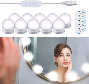 Kit de 10 bombillas LED con atenuador táctil, 3 modos de color, espejo de baño, lámparas de estilo Hollywood, luz led para espejo de tocador y maquillaje - Product Image 1
