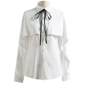 Vrouwen Blouse Werkkleding Kantoor Dame Strikje Shirts Vrouwelijke Ruches Tops Chemise