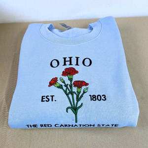 Ohio State Sweatshirt ou sweat à capuche brodé Gift - Est 1803 Red Carnation Flower - Product Image 1