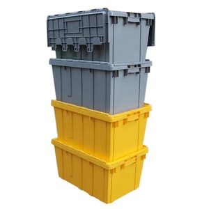 QS Customized plastic storage tote boxes nestable and stacked bins container with lid