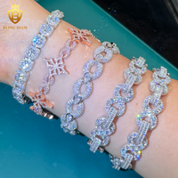 Bracelet HipHop VVS1 Moissanite Iced Out en Argent Sterling 925, Chaîne à Maillons, Bracelets Chaîne Moissanite, Testeur de Diamant Inclus avec Certificat GRA