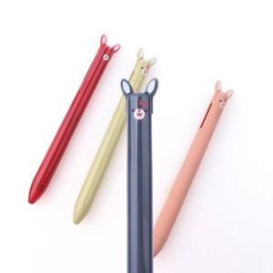 Wholesale Cute Black Red Ink Ball Pen With Lovely Rabbit Head Custom Logo Advertising for Novelty Girls <b>Stationery</b> Office - Product Image 2