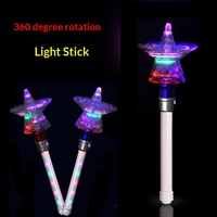 Baguette magique lumineuse en plastique en forme de flocon de neige et d'étoile, jouet rotatif pour les jeunes, cadeau de Noël et d'anniversaire