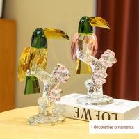 Décorations d'intérieur écologiques de luxe, figurines d'oiseaux en cristal gravées au laser, tucans polis, artisanat animalier, cadeaux décoratifs