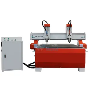 Roteador CNC para carpintaria com cabeça de eixo duplo 1325 1530 2030 Máquina de gravação em madeira para móveis e armários de portas