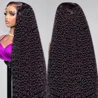 Perruques Lace Front en Cheveux Naturels Vietnamiens Bruts Super Double Drawn Kinky Curly, Perruques en Cheveux Humains Single Drawn de Haute Qualité pour Femmes Noires