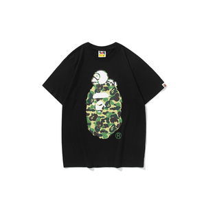 Camiseta de Verano de Algodón Puro de 220 Gramos con Estampado de Mono de Dibujos Animados Camuflado Japonés, Transpirable, Estilo Casual Elegante - Product Image 4