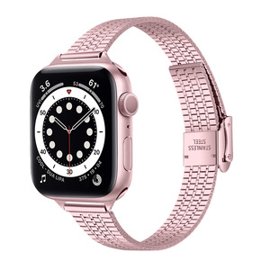 Cinturino stretto di lusso cinturino sottile in acciaio inossidabile cinturini per orologi in metallo per <span class=keywords><strong>Apple</strong></span> <span class=keywords><strong>Watch</strong></span> Series 8 7 6 <span class=keywords><strong>SE</strong></span> 5 4 <span class=keywords><strong>3</strong></span> cinturino con sette perline - Product Image 6