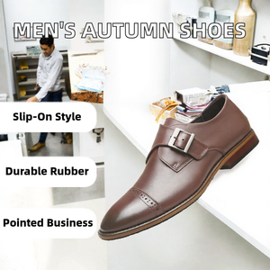 Zapatos de Vestir con Hebilla para Hombre, Color Marrón, Punta Puntiaguda, Estilo Slip-On, Mocasines de Negocios, Antideslizantes, Calzado de Oficina - Product Image 2