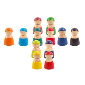 Montessori in <span class=keywords><strong>legno</strong></span> 12 colori arcobaleno <span class=keywords><strong>bambole</strong></span> piolo in <span class=keywords><strong>legno</strong></span> finta gioco figure <span class=keywords><strong>di</strong></span> persone bambola blocchi colorati giocattoli - Product Image 3