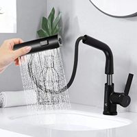 Vente en gros de mitigeur à cascade intelligent noir robinet extractible extensible haut lavabo de salle de bain robinet mitigeur d'évier