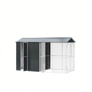 กรงนกเหล็กชุบสังกะสีสีแอนทราไซต์ ขนาด 169.29 x 81.89 x 97.24 นิ้ว สำหรับสัตว์เลี้ยง ใช้งานกลางแจ้ง ทนทาน ดีไซน์ทันสมัย - Product Image 1