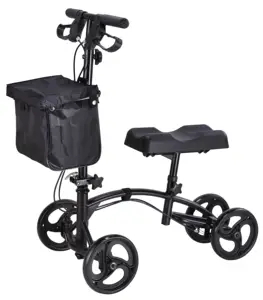 Economy Lightweight Folding Knee walker scooter steel frame knee walker foam knee pad with shopping bag