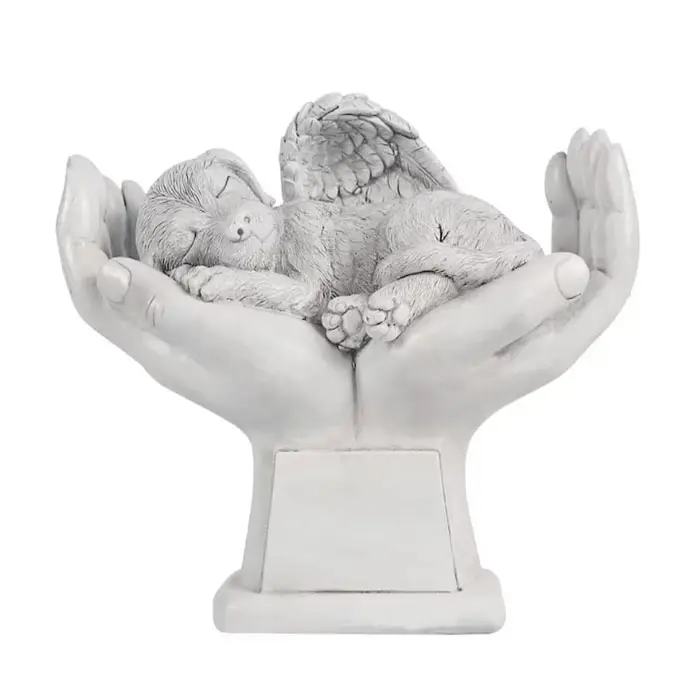 Memorial Angel Statue Stone-Dog Pet Headstone Garden Stone in Loving Memory of Pet Lost Gift