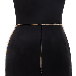 สร้อยคอโลหะเคลือบทองประดับมุกเทียมสำหรับงานปาร์ตี้สไตล์ฮิปฮอป - Product Image 2