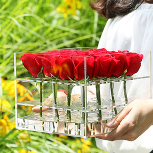Caja cuadrada transparente de acrílico Yzykl para flores preservadas, exhibición de bodas, elegante almacenamiento de mesa - Product Image 1