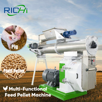 RICHI Machine d'extrudeuse d'aliments pour animaux certifiée CE Machine de fabrication d'aliments pour bovins, poulets et porcs 3-4 t/h Prix aux États-Unis