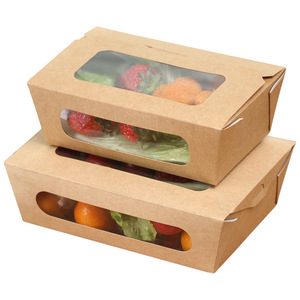 Caja de Embalaje Desechable de Papel Kraft con Ventana Cuadrada para Comida para Llevar, Sushi, Postres, con Impresión Offset Personalizada y Envío Gratuito - Product Image 5