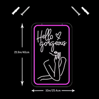 Enseigne néon LED « Hello Gorgeous » avec adaptateur, interrupteur, minuterie de compte à rebours, publicité, connectivité Bluetooth et capteur de mouvement pour fête