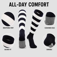 Chaussettes montantes rayées pour hommes, en tricot doux, pour le quotidien, le bureau, le sport, vente en gros, personnalisation OEM couleur et logo pour vêtements masculins
