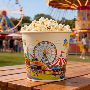 Seau en papier pour emballage alimentaire rapide, personnalisé, imperméable, recyclable, à bas prix, pour poulet frit, pop-corn et autres snacks - Product Image 5