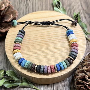 Bracelets tressés en <span class=keywords><strong>pierre</strong></span> de lave arc-en-ciel faits à la main, bijoux d'énergie des chakras de yoga <span class=keywords><strong>volcanique</strong></span>, diffuseur d'huiles essentielles, cadeau - Product Image 4