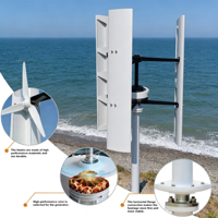Generador Eólico de Eje Vertical de 1000W, Turbina Eólica de Levitación Magnética de 12V/24V con 3 Aspas y Controlador, para Uso en Jardín Exterior