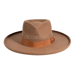 คุณภาพสูง 100% ออสเตรเลียขนสัตว์สักหลาด Fedora หมวกคลาสสิกชายปีกกว้างดินสอปีกสีต่างๆที่มีอยู่ปรับ Hatband
