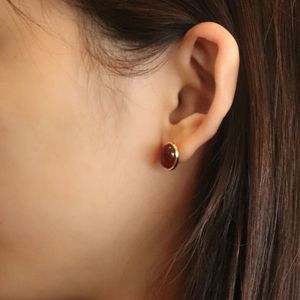 ต่างหู925แท้สำหรับผู้หญิง Chris April แฟชั่นทันสมัยหรูหราชุบทอง18K ONYX Minimalist - Product Image 5