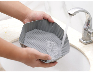 Airfryer de silicona con forma ctagonal, freidora de aire con revestimiento de silicona, olla de silicona de 8 pulgadas para Ninjas - Product Image 3