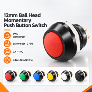 12mm Waterproof Mini Metal Momentary Push <b>Button</b> Switch For Motorcycle Horn IP65 3A 250V 1NO 2 Pin Use - Product Image 3