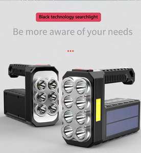Không thấm nước công suất cao năng lượng mặt trời có thể sạc lại đèn lồng USB cầm tay Torch 8 LED + COB năng lượng mặt trời bảng điều chỉnh searchlight đèn pin - Product Image 2
