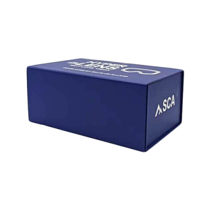 Custom Logo Printed Handmade Luxury Magnetic Closure Rigid Gift Storage Blue <b>Box</b> with White logo - Product Image 3