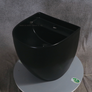 Ensemble <span class=keywords><strong>WC</strong></span> monobloc noir et lavabo mural en céramique de luxe pour salle de bain - Product Image 4