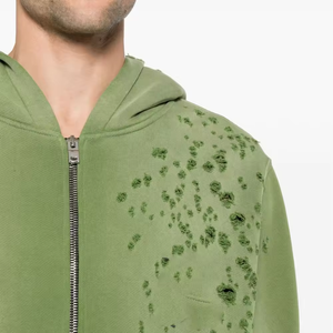 Felpa con cappuccio personalizzata con zip, pesante, vintage, lavata, effetto distressed, stile grunge, all'ingrosso, produttore di <span class=keywords><strong>abbigliamento</strong></span> <span class=keywords><strong>uomo</strong></span> - Product Image 4