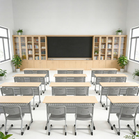 Ensemble de bureau et chaise d'école en bois moderne pour 2 personnes, pour salle de classe et chambre à coucher, durable et écologique