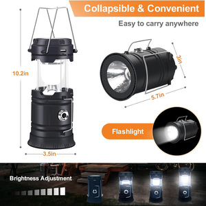 Lanterne de camping LED rechargeable solaire XINSITE 5800, lampe de tente extérieure portable extensible - Product Image 4