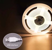 COB Strip lampu merekat sendiri 5V USB fleksibel, lampu Strip LED lanskap latar belakang TV 3000K 4000K 6000K sertifikasi CE ROHS