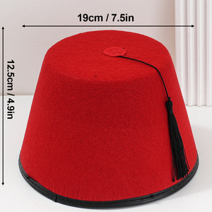 Chapeau Fez rouge M56-58cm avec pompon noir pour fêtes, festivals, usage quotidien - Product Image 3