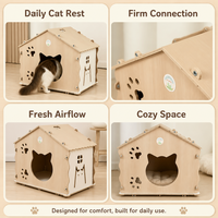Maison pour chat en bois naturel, abri intérieur pour animaux de compagnie, jolie maison en bois pour chat pour le repos quotidien du chat
