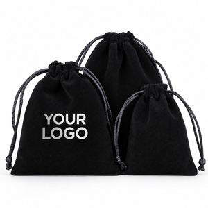 Custom Logo Soft Plush Velvet Drawstring Pouch Reusable Packaging <b>Bag</b> for Jewelry Cosmetics Electronic <b>Cable</b> Favors - Product Image 4