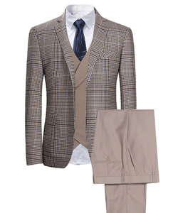 <span class=keywords><strong>Costume</strong></span> d'affaires en laine italienne à carreaux <span class=keywords><strong>de</strong></span> haute qualité pour hommes - Product Image 2