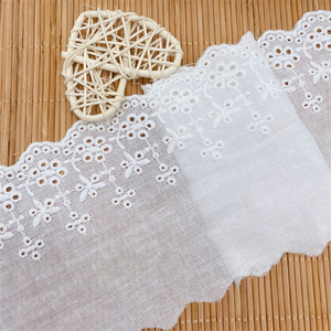 Toptan yüksek kaliteli işlemeli sınır düzeltir T/c dantel Trim 10cm geniş lüks beyaz işlemeli pamuklu dantel süs - Product Image 6